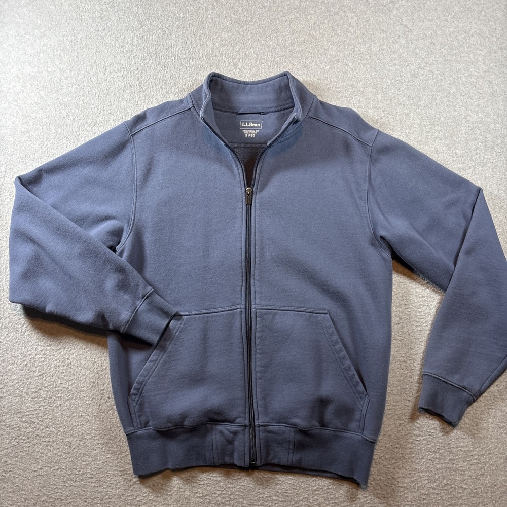 LL BEAN Men's Blue Full Zip Sweater Sz Small Regular Classic Preppy Traditional